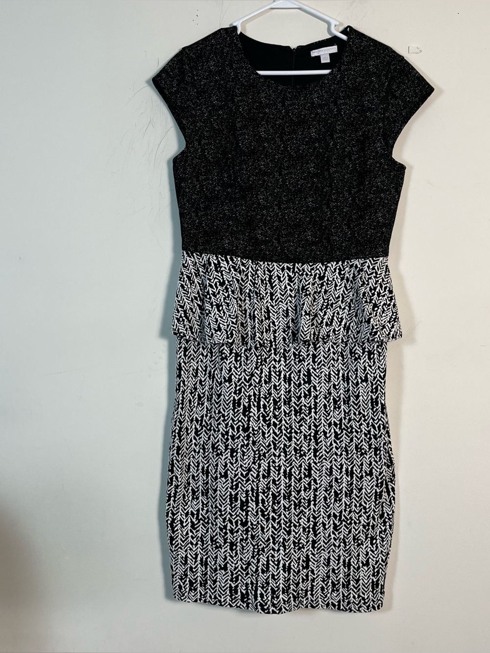 New York & Company Black and White Peplum knee length size large